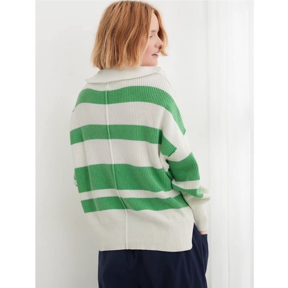 Aerie Quarter Zip Varsity Striped Knit Sweater - Picture 2 of 6